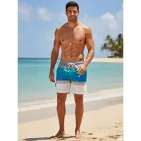 Luvanni Badehose Badehose Herren Badeshorts 600 Beachshorts Boardshorts Schnelltrocknend Streifen Streifenmuster Bunt