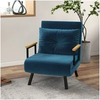 HOMCOM Schlafsofa Schlafcouch mit Bettfunktion, Verstellbare Sessel 1 Teile, 73 x 63 x 81 cm, Blau