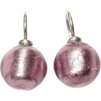 Mugello Paar Ohrhänger Murano aubergine Sterling-Silber schön zeitlos klassisch Unikat, Handgearbeitetes Muranoglas mit eingearbeitetem Blattgold aus Italien