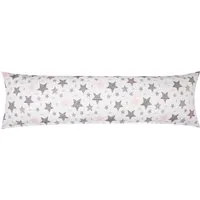 Heubergshop Seitenschläferkissenbezug, (1 Stück), 40x145cm Sterne Kreise Punkte Weiß Rosa Schwarz Baumwolle (KY-610-1)