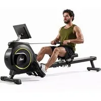 AsVIVA Rudergerät RA11 - kabel- & stromlos, mit 6,5 % Steigung, BT-App, Heimtrainer, Selbstgenerierende Energie, 6,5% Schienenneigung, klappbar
