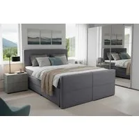 Home affaire Boxspringbett Lucas, Doppelbett, Polsterbett, Federkernbett, Komforbett, 160,180 cm, inkl. Topper, zwei Bettkästen, Taschen-Federkernmatratze, Härtegrad 3