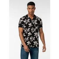 Urban Surface Kurzarmhemd Herren Freizeithemd Allover-Print Tropical Flowers Freizeithemd, Kentkragen, Brusttasche
