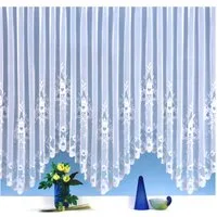 heimtexland Gardine Jacquard Stores Fensterdeko Bogen Vorhang Blumen (1 St), Kräuselband, halbtransparent, Jacquard, Schienenband für Deckenschiene I Bordüre gebogt I weiß