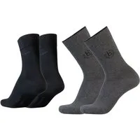 bugatti Basicsocken 6762462042 bugatti Herren 4er Pack Logo + uni basic schwarz, jeans melange
