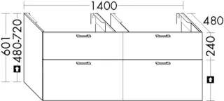 Burgbad WT-Unterschrank Sys30 PG2 Echo 601x1400x480 Rauchgrün Softmatt, SHQU140F6920 SHQU140F6920