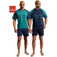 le jogger® Pyjama (Packung, 4 tlg., 2 Stück) mit aufgesetzten Streifen