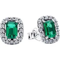 Pandora Paar Ohrstecker 294501C01, Sterling Silber, Grün, Zirkonia, Rechteck