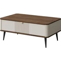 Compleo Couchtisch mit Schublade LILIA, Kaschmir, Metallgriffe, Lamellen, Elegant design