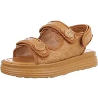 Ital-Design Komfortable Sandalen mit verstellbaren Riemen Riemchensandalette (89322988) Flach Plateausandaletten in Camel