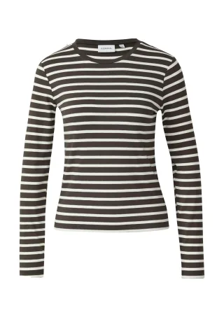 comma - T-Shirt braun|weiß - Gr. - 36