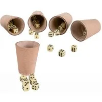 GICO Spielesammlung 5 Stück Würfelbecher (echt Leder) Standard mit 6 Würfeln - 5902-5