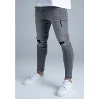 Siksilk Regular-fit-Jeans SikSilk Herren Graue Distressed Skinny Jeans