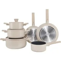 Hanseatic Topf-Set ALU SCANDI, mit Antihaftbeschichtung, Aluminium (Set, 9-tlg., Stielkasserolle 16 cm, Kochtopf 16/20/24 cm, Bratpfanne 24/28 cm), für alle Herdarten geeignet
