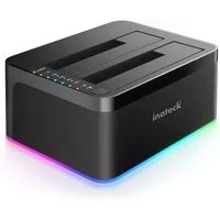 Inateck Festplatten-Dockingstation RGB USB 3.0 für 2.5/3.5 Zoll SATA HDDs, Unterstützt UASP, HDD/SSD Offline-Klonen