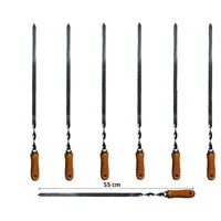 walexo Grillspieß Grillspieße Schaschlikspieße Edelstahl 550x10x2mm mit Holzgriff (7-St)