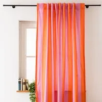 SCHÖNER LEBEN. Vorhang Vorhang Smok-Schlaufe Streifen orange pink 245cm, Smokband, blickdicht, Baumwolle