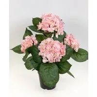 Kunstblume Hortensienbusch Deluxe 42cm im Topf LM Kunstpflanzen künstliche Blumen Hortensie, Seidenblumen Roß, Höhe 42 cm, Rosa