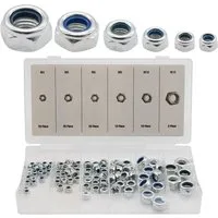 BENSON Muttern 100x Mutter Selbstsichernd M4 - M12, Sechskantmutter, Sicherungsmutter, Stopmutter