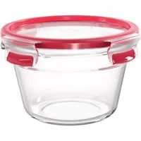 Emsa Aufbewahrungsbecher Clip & Close Glas, Glas, Polyprophylen (PP), (2-tlg), 0,9 Liter, rund, Stapelkante, backofengeeignet, auslaufsicher