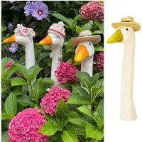 Online-Fuchs Gartenfigur Gänsehals Gartenstecker Gans - lustige Deko Gartenfiguren, Beetstecker, Gänsekopf für außen, 35 bis 38 cm groß
