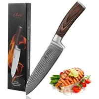 Wakoli Santokumesser EDIB Damast Santoku Messer I Küchenmesser Kochmesser I 17cm Klinge, VG10 Kern, 67 Lagen Damaststahl, Pakkaholzgriff, inkl. Geschenkbox