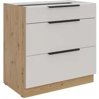 Küchen-Preisbombe Auszugsunterschrank 80 cm Küche SOLANO Kaschmir beige Vollauszug Soft-Close Küchenzeile