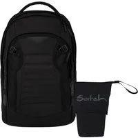 Satch Schulranzen Schulrucksack-Set MATCH PLUS Blackjack 2-teilig (2-teilig), Schulranzen, ergonomisch, 30 + 5 Liter, 4 Fächer