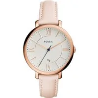 Fossil Quarzuhr JACQUELINE ES3988, Armbanduhr, Damenuhr, Datum, analog, Lederarmband