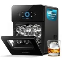 EUHOMY Eiswürfelmaschine Eiswürfelmaschine für Eiskugeln selbstreinigend 108 Kugeln/Tag, Selbstreinigende, für kristallklares Eis für Whiskey & Bourbon