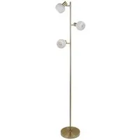 näve Stehlampe Learta, ohne Leuchtmittel, 3er Spot, exkl. 3x E14, messing matt, Glasschirme weiß opal, H: 154cm