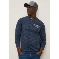 KangaROOS Langarmshirt mit Rundhals und Knopfleiste, Langarm, schmale Passform
