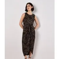Apricot Midirock Midirock mit Batik-Blattmuster