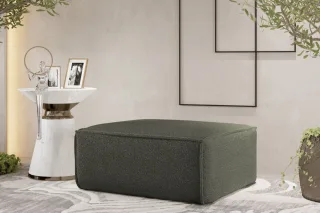 Polsterhocker Designerhocker CELES PREMIUM 85x85 cm Stoff Ascot Bukla Moosgrün