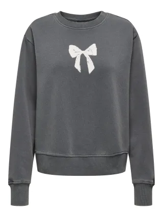 ONLY - ONLLUCINDA BOW L/S O-NECK BOX SWT Blackened Pearl - Gr. - M