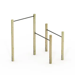 Outdoor-Fitnessgerät FIT Base 505 aus Massivholz - Kraftstation mit Reckstange für Garten Training - Robustes Home Gym Set 9x9 cm - Wickey