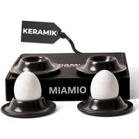 MiaMio Eierbecher mit Schalenablage, Schwarz, (Set, 4-tlg., 4 Eierbecher), mit Ablage für Eierschalen