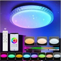 oyajia Deckenleuchte 36W Kristall LED Deckenlampe, RGB Deckenleuchte Sternenhimmel Lampen, LED fest integriert, RGB+Warmweiß & Neutralweiß & Kaltweiß, Dimmbar mit Fernbedienung oder APP-Steuerung,für Wohnzimmer Küche