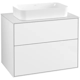 Villeroy und Boch Finion Waschtischunterschrank G63100GF 80x60,3x50,1mm, Wandbeleuchtung, Glass White Matt, Glossy white lacquer