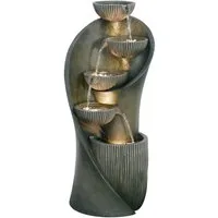 Dehner Gartenbrunnen Atlas mit LED Beleuchtung, solarfähig, 97 x 43.5 x 43.5 cm, 43,5 cm Breite, wetterbeständiges Polyresin für den Außenbereich