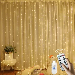 8 Mode Remote Control Timing USB Copper Wire Light LED Curtain Light String Christmas Holiday Room Decoration Lantern Ga