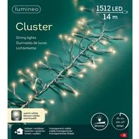 Lumineo LED-Lichterkette Lumineo Lichterkette CLUSTER 1512 LED 14 m warm weiß, transp. Kabel, Indoor/Outdoor, dimmbar, 8h-Timer, + 5 m Zuleitung
