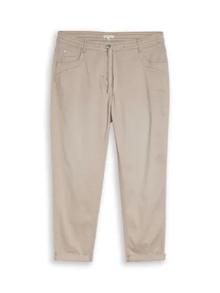 Tom Tailor - Plus Size - Cropped Slim Hose soft taupe grey - Gr. - 48/28