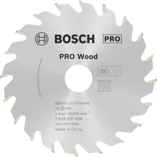 Bosch 1x PRO Wood Kreissägeblatt für Akku-Handkreissägen (für Weichholz Hartholz Ø mm Professional Zubehör Handkreissäge)