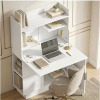 HOMCOM Schreibtisch Moderner Computertisch (Arbeitstisch, 1-St., Bürotisch), Klappbare Arbeitsplatte, viel Stauraum