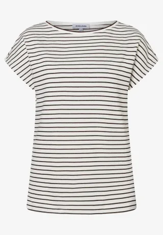 MORE & MORE - Streifenshirt mit Glanz braun - Gr. - 44