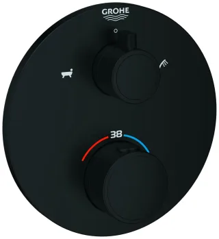 GROHE Thermostat-Wannenarmatur Grohtherm 102210 2 Abgänge FMS für 35604 rund matt black, 1022102430 1022102430