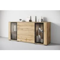 Home affaire Sideboard modernes Design mit Glaseinsätzen und 3 Schubladen, Breite 150 cm (1 St), Grifflose Fronten mit Push-to-Open, höhenverstellbare Einlegeböden