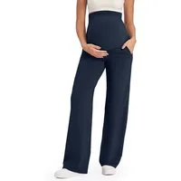 G4Free Umstandshose Damen Umstandshose Jogginghosen Slim Fit Yogahose Arbeitshosen Dehnbare Lounge-Hose mit weitem Bein und Taschen