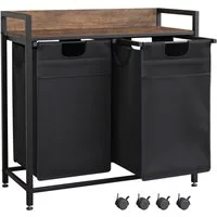 Mondeer Wäschekorb Metallgestell Wäschesammler (2 St., 2x50L), mit 2 abgetrennten Säcken, mit Ablage & austauschbaren Rollen